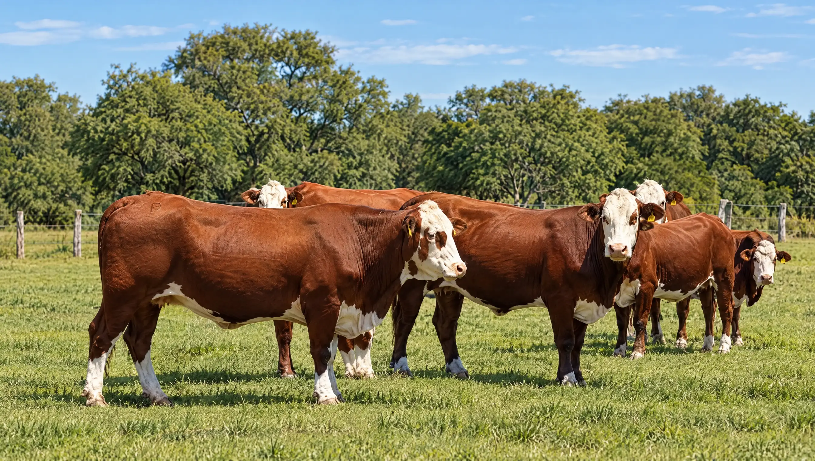 Grupo de vacas Braford en una pradera